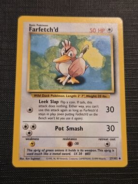 Pokemon Base Set 1999 Farfetch'd Trading Card (27/102)